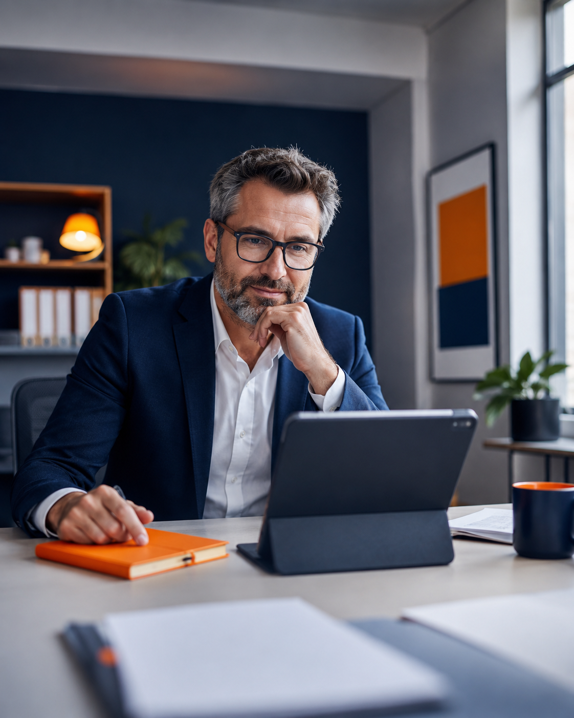 Unternehmer bearbeitet eine neue qualifizierte Kundenanfrage