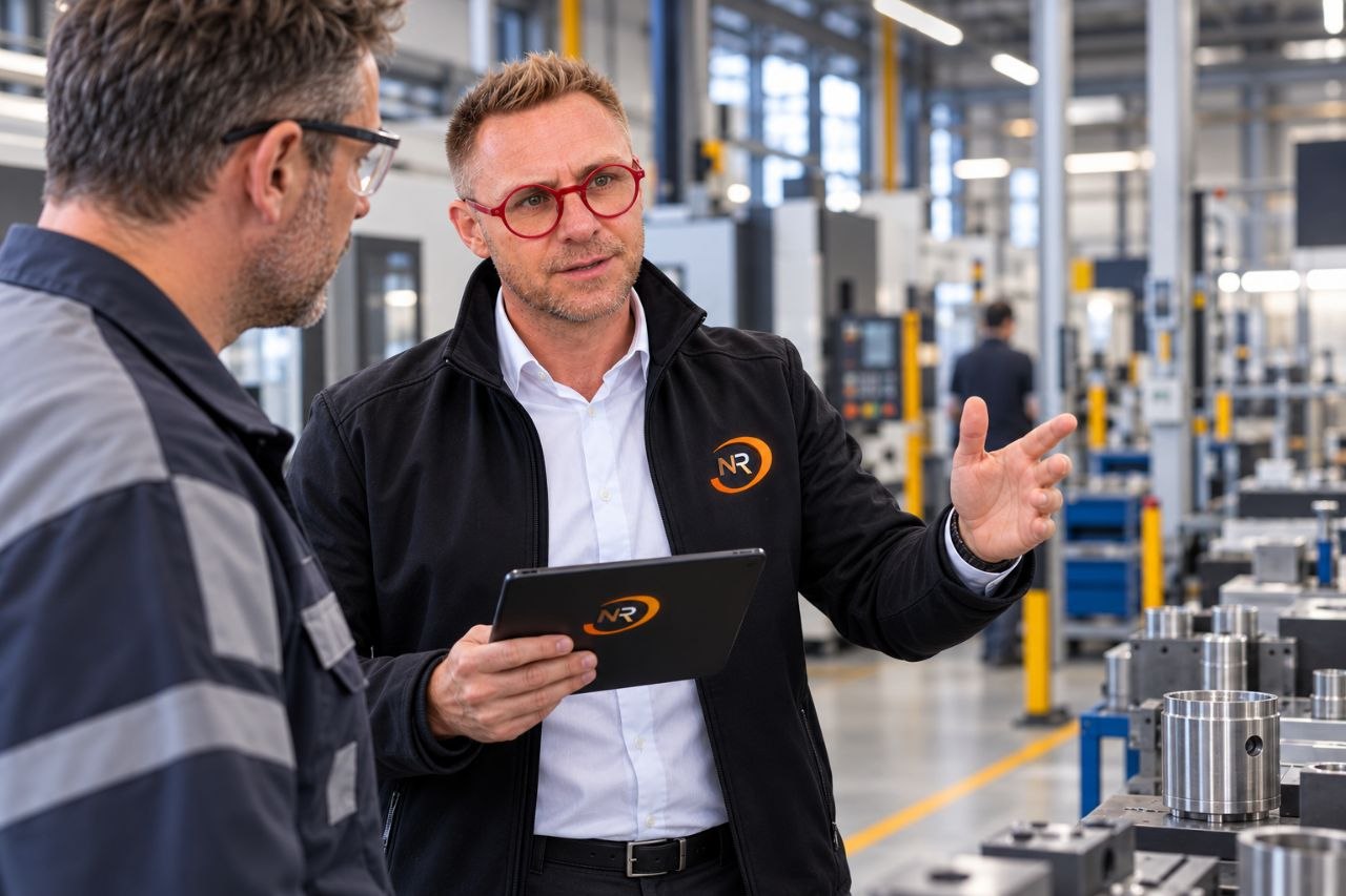 Nicolas Rachau bei der Prozessbesprechung in einem Industriebetrieb
